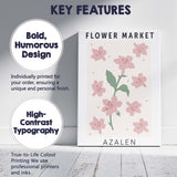 Soft Pink Azalea Floral Market Botanical Illustration Canvas Wall Art Print Decor Picture Ready to Hang