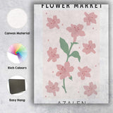 Soft Pink Azalea Floral Market Botanical Illustration Canvas Wall Art Print Decor Picture Ready to Hang