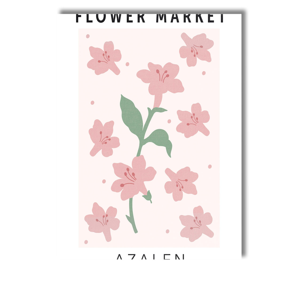 Soft Pink Azalea Floral Market Botanical Illustration Canvas Wall Art Print Decor Picture Ready to Hang