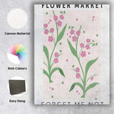 Pastel Forget Me Not Wildflower Botanical Garden Illustration Canvas Wall Art Print Decor Picture Ready to Hang