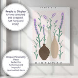 Minimalist Lavender Botanical Vase Arrangement Contemporary Print Canvas Wall Art Print Decor Picture Ready to Hang