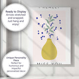 Delicate Blue Wildflower Vase Illustration Botanical Artwork Canvas Wall Art Print Decor Picture Ready to Hang