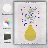 Delicate Blue Wildflower Vase Illustration Botanical Artwork Canvas Wall Art Print Decor Picture Ready to Hang