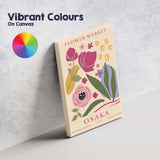 Osaka Botanical Archive Floral Market Poster Mid Century Modern Artwork Canvas Wall Art Print Decor Picture Ready to Hang
