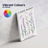 Minimalist Lavender Flower Market Botanical Stem Illustration Canvas Wall Art Print Decor Picture Ready to Hang
