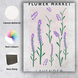 Minimalist Lavender Flower Market Botanical Stem Illustration Canvas Wall Art Print Decor Picture Ready to Hang