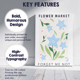 Pastel Blue Forget Me Not Wildflower Botanical Illustration Canvas Wall Art Print Decor Picture Ready to Hang