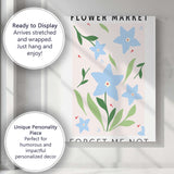 Pastel Blue Forget Me Not Wildflower Botanical Illustration Canvas Wall Art Print Decor Picture Ready to Hang