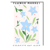 Pastel Blue Forget Me Not Wildflower Botanical Illustration Canvas Wall Art Print Decor Picture Ready to Hang