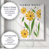 Yellow Black Eyed Susan Wildflower Botanical Illustration Canvas Wall Art Print Decor Picture Ready to Hang