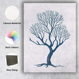 Minimalist Navy Winter Tree Branch Silhouette Artwork Canvas Wall Art Print Decor Picture Ready to Hang