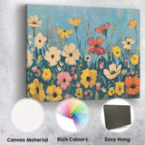 Colourful Wildflower Meadow Textured Floral Painting Landscape Canvas Wall Art Print Decor Picture Ready to Hang