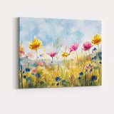 Pastel Watercolour Wildflower Meadow Floral Landscape Painting Canvas Wall Art Print Decor Picture Ready to Hang