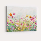 Pink And Yellow Wildflower Watercolour Garden Landscape Canvas Wall Art Print Decor Picture Ready to Hang