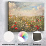 Romantic Summer Meadow Poppy And Daisy Floral Painting Canvas Wall Art Print Decor Picture Ready to Hang