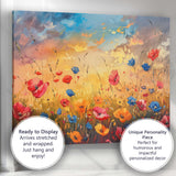 Vibrant Wildflower Meadow Sunset Painting Colourful Poppy Field Landscape Canvas Wall Art Print Decor Picture Ready to Hang