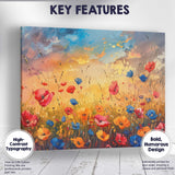 Vibrant Wildflower Meadow Sunset Painting Colourful Poppy Field Landscape Canvas Wall Art Print Decor Picture Ready to Hang