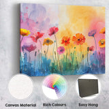 Pastel Watercolour Wildflower Garden Floral Meadow Artwork Canvas Wall Art Print Decor Picture Ready to Hang