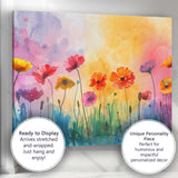 Pastel Watercolour Wildflower Garden Floral Meadow Artwork Canvas Wall Art Print Decor Picture Ready to Hang
