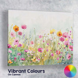 Delicate Pink Wildflower Watercolour Meadow Botanical Landscape Canvas Wall Art Print Decor Picture Ready to Hang