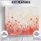 Soft Red Botanical Silhouette Wildflower Watercolour Field Canvas Wall Art Print Decor Picture Ready to Hang