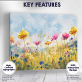 Bright Watercolour Wildflower Meadow Colourful Floral Landscape Canvas Wall Art Print Decor Picture Ready to Hang