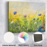Fresh Green Meadow Blue Blossom Watercolour Nature Scene Canvas Wall Art Print Decor Picture Ready to Hang