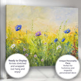 Fresh Green Meadow Blue Blossom Watercolour Nature Scene Canvas Wall Art Print Decor Picture Ready to Hang