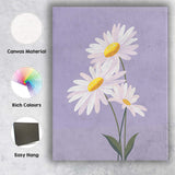 Pastel Lavender Daisy Floral Botanical Illustration Canvas Wall Art Print Decor Picture Ready to Hang