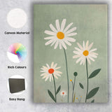 Sage Green Daisy Flower Minimalist Botanical Artwork Canvas Wall Art Print Decor Picture Ready to Hang