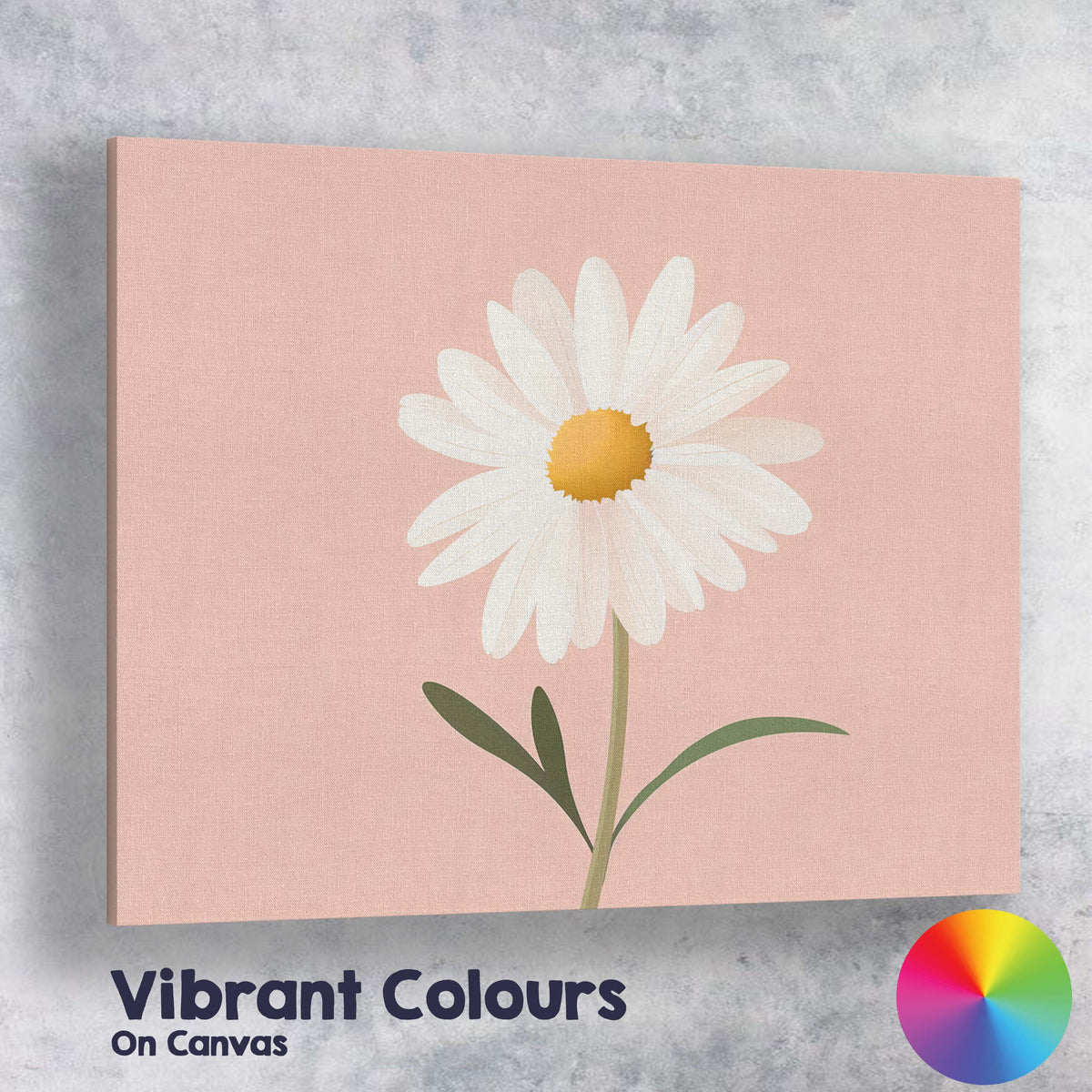 Soft Blush Pink Daisy Floral Scandinavian Wall Art Canvas Wall Art Print Decor Picture Ready to Hang