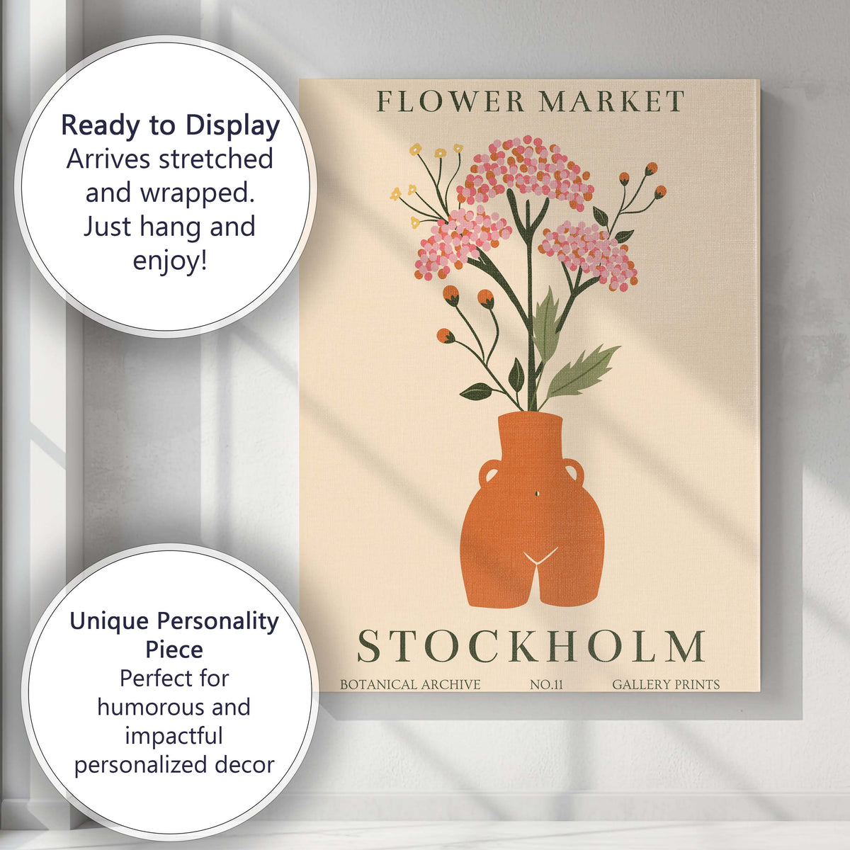 Stockholm Flower Market Botanical Archive Floral Vase Poster Canvas Wall Art Print Decor Picture Ready to Hang