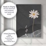 Minimalist White Daisy Wildflower Dark Landscape Botanical Canvas Wall Art Print Decor Picture Ready to Hang