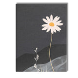 Minimalist White Daisy Wildflower Dark Landscape Botanical Canvas Wall Art Print Decor Picture Ready to Hang