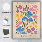 Tulum Flower Market Colourful Wildflower Botanical Poster Canvas Wall Art Print Decor Picture Ready to Hang