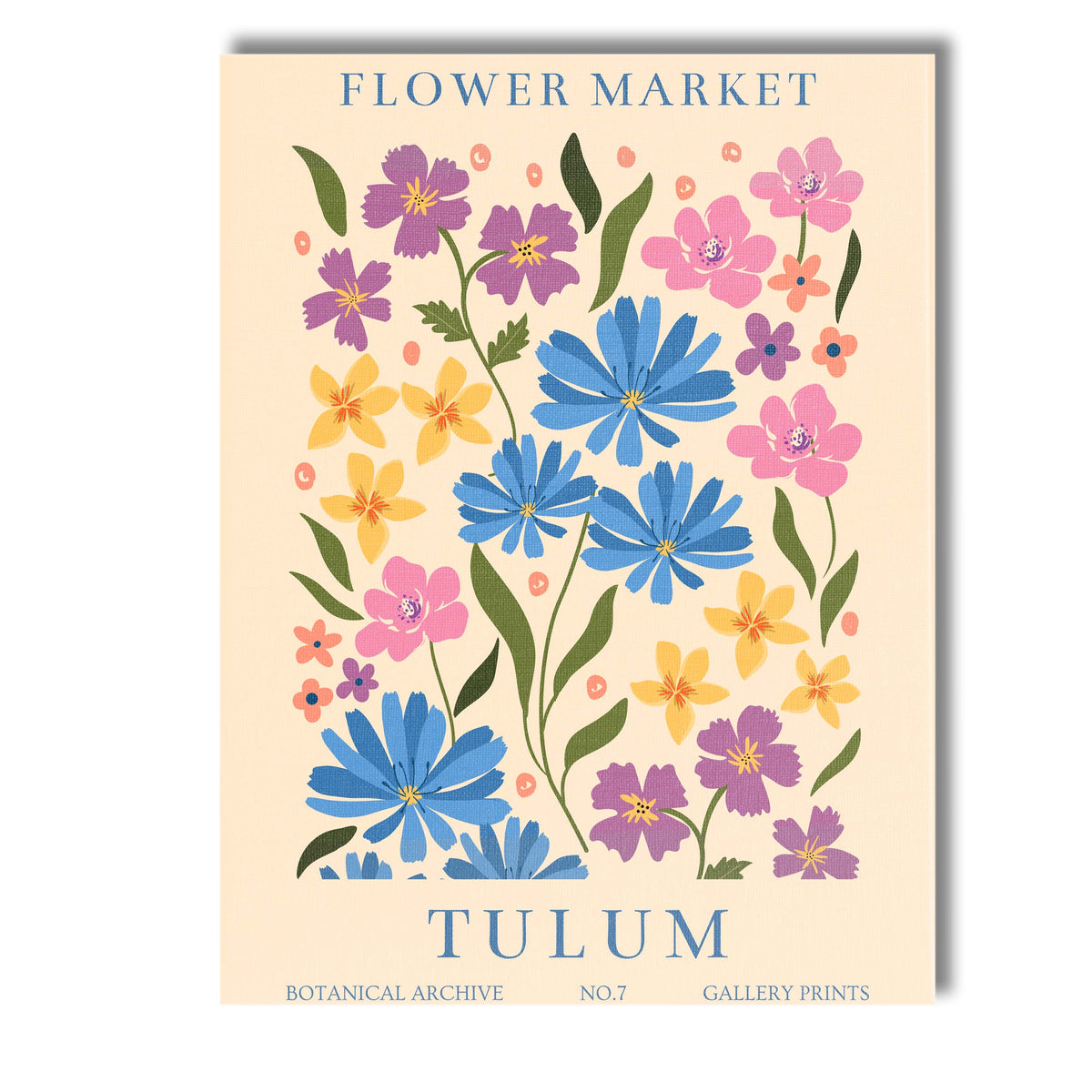 Tulum Flower Market Colourful Wildflower Botanical Poster Canvas Wall Art Print Decor Picture Ready to Hang