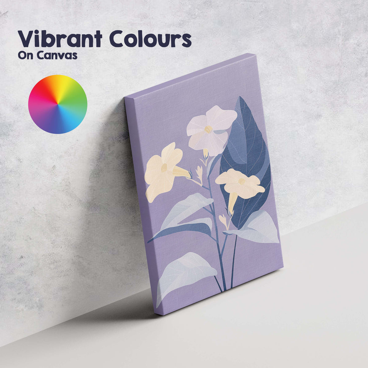 Pastel Lavender Floral Botanical Illustration Blue Leaf Artwork Canvas Wall Art Print Decor Picture Ready to Hang