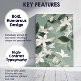 White Jasmine Blossom Botanical Pattern Sage Green Floral Design Canvas Wall Art Print Decor Picture Ready to Hang