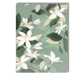 White Jasmine Blossom Botanical Pattern Sage Green Floral Design Canvas Wall Art Print Decor Picture Ready to Hang