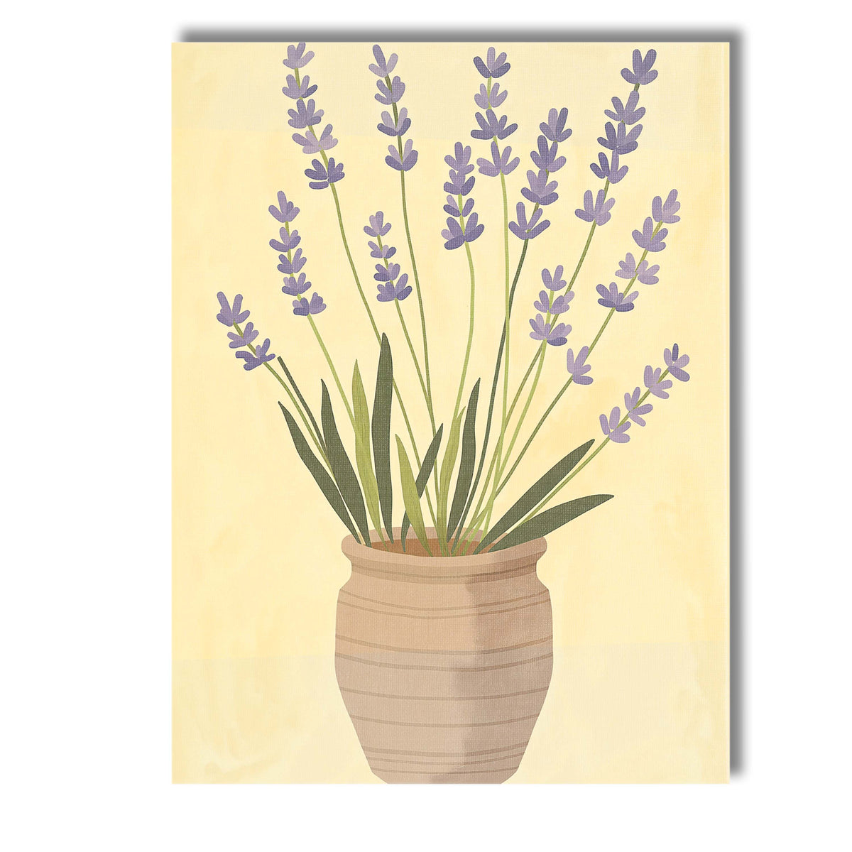 Rustic Lavender Plant In Terracotta Pot Botanical Illustration Canvas Wall Art Print Decor Picture Ready to Hang