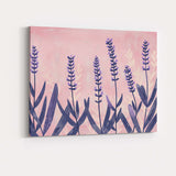Pastel Pink Lavender Field Minimalist Botanical Illustration Canvas Wall Art Print Decor Picture Ready to Hang