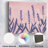 Pastel Pink Lavender Field Minimalist Botanical Illustration Canvas Wall Art Print Decor Picture Ready to Hang