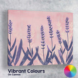 Pastel Pink Lavender Field Minimalist Botanical Illustration Canvas Wall Art Print Decor Picture Ready to Hang