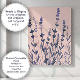 Blush Pink Lavender Wildflower Botanical Silhouette Art Canvas Wall Art Print Decor Picture Ready to Hang