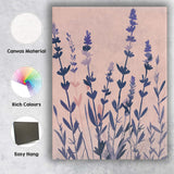 Blush Pink Lavender Wildflower Botanical Silhouette Art Canvas Wall Art Print Decor Picture Ready to Hang