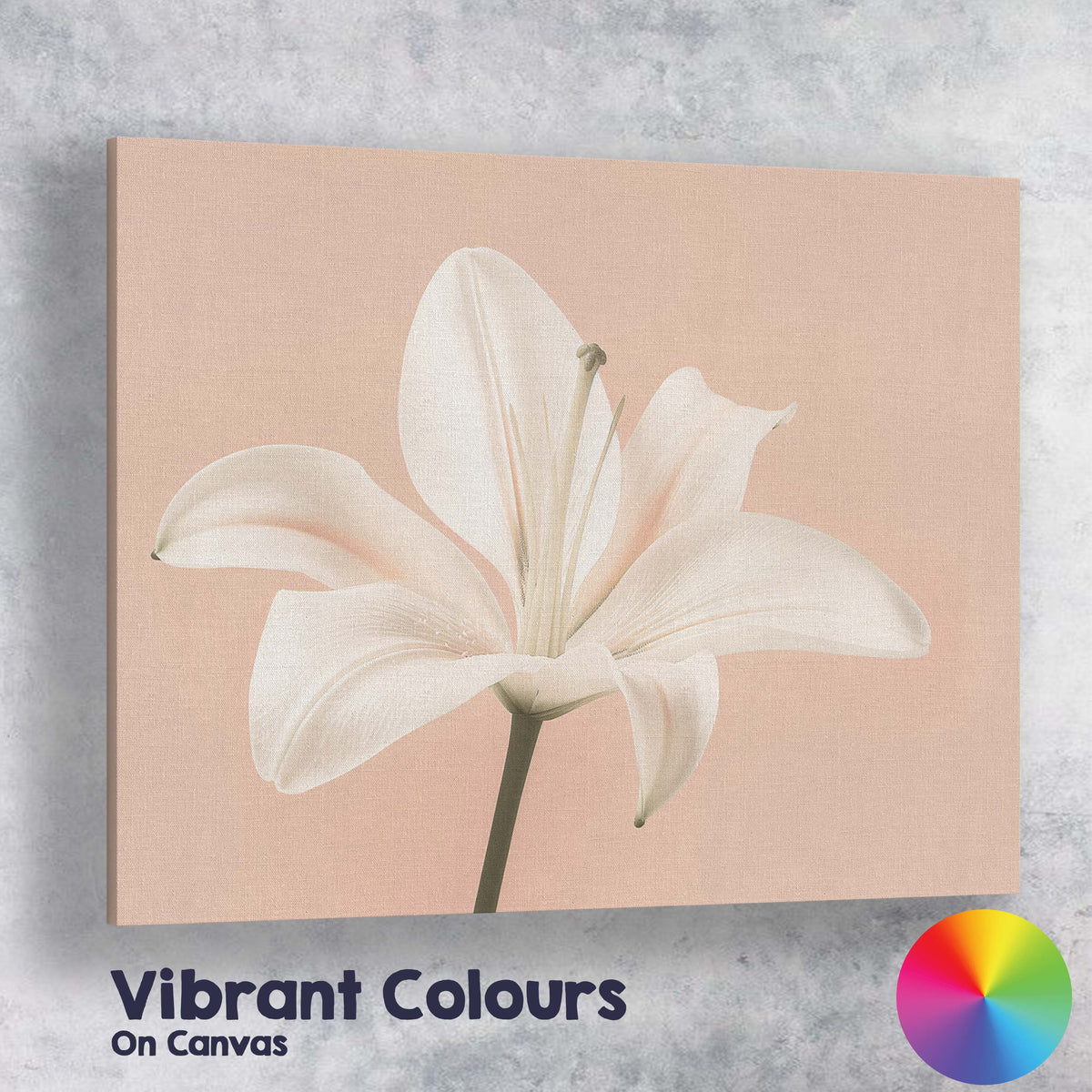 Cream White Lily Bouquet Yellow Botanical Illustration Canvas Wall Art Print Decor Picture Ready to Hang