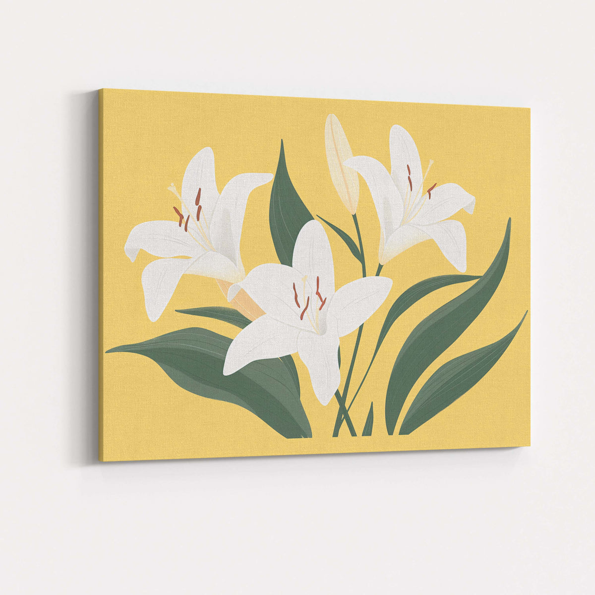 Delicate Ivory Lily Blossom Botanical Floral Art Canvas Wall Art Print Decor Picture Ready to Hang