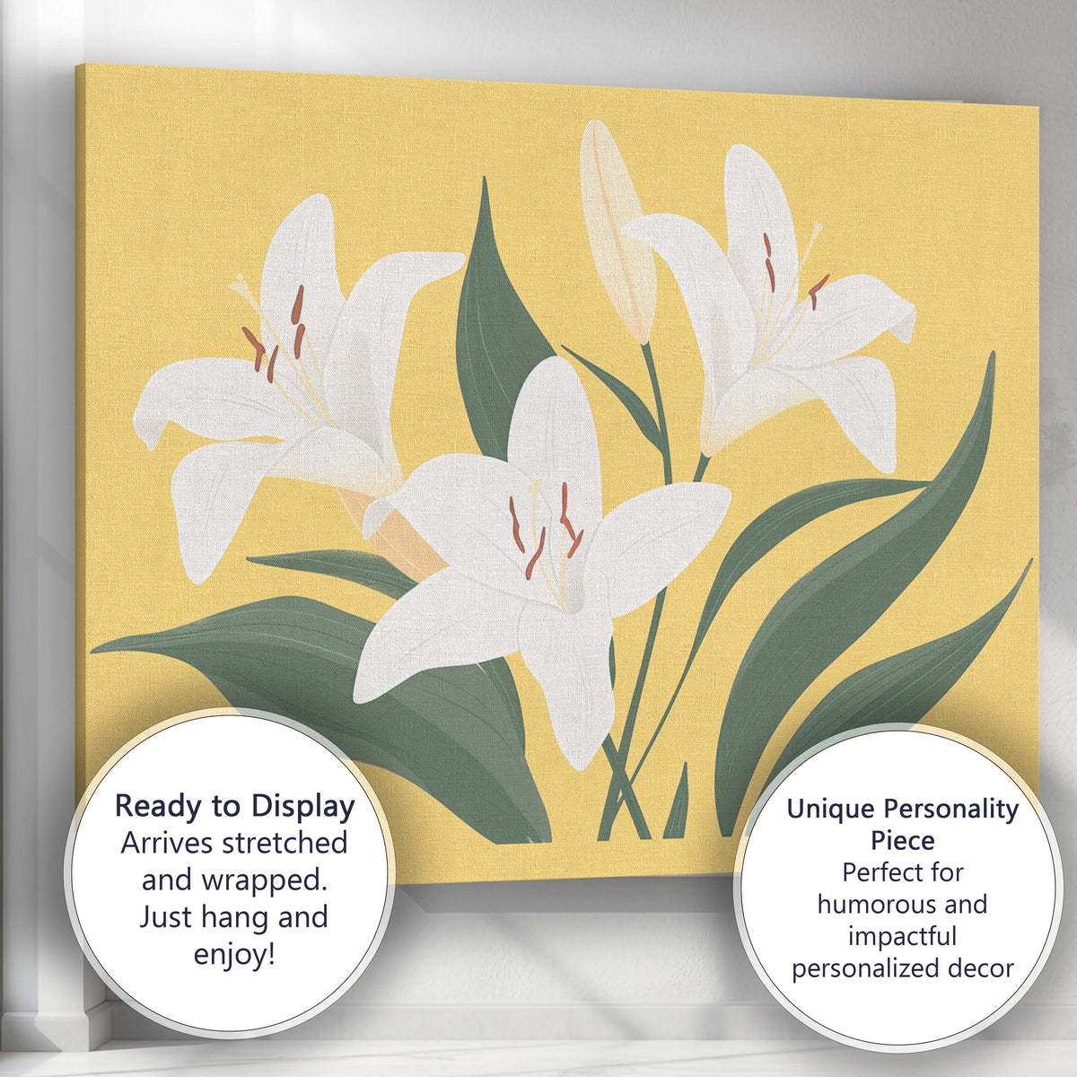 Delicate Ivory Lily Blossom Botanical Floral Art Canvas Wall Art Print Decor Picture Ready to Hang