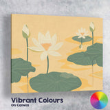 Minimalist Cream Lotus Flowers On Golden Water Landscape Canvas Wall Art Print Decor Picture Ready to Hang