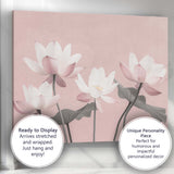 Pastel Pink Lotus Blossom Floral Elegance Artwork Canvas Wall Art Print Decor Picture Ready to Hang